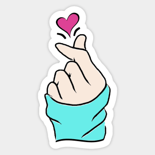 Cute Heart Aqua Blue Green Pink Korean Love Finger Snap Gifts Sticker